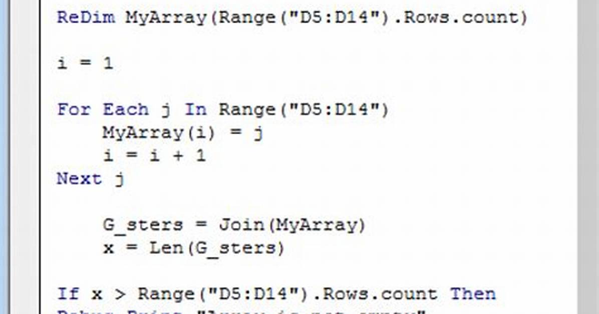 Check If Array Is Empty (Vba Excel)