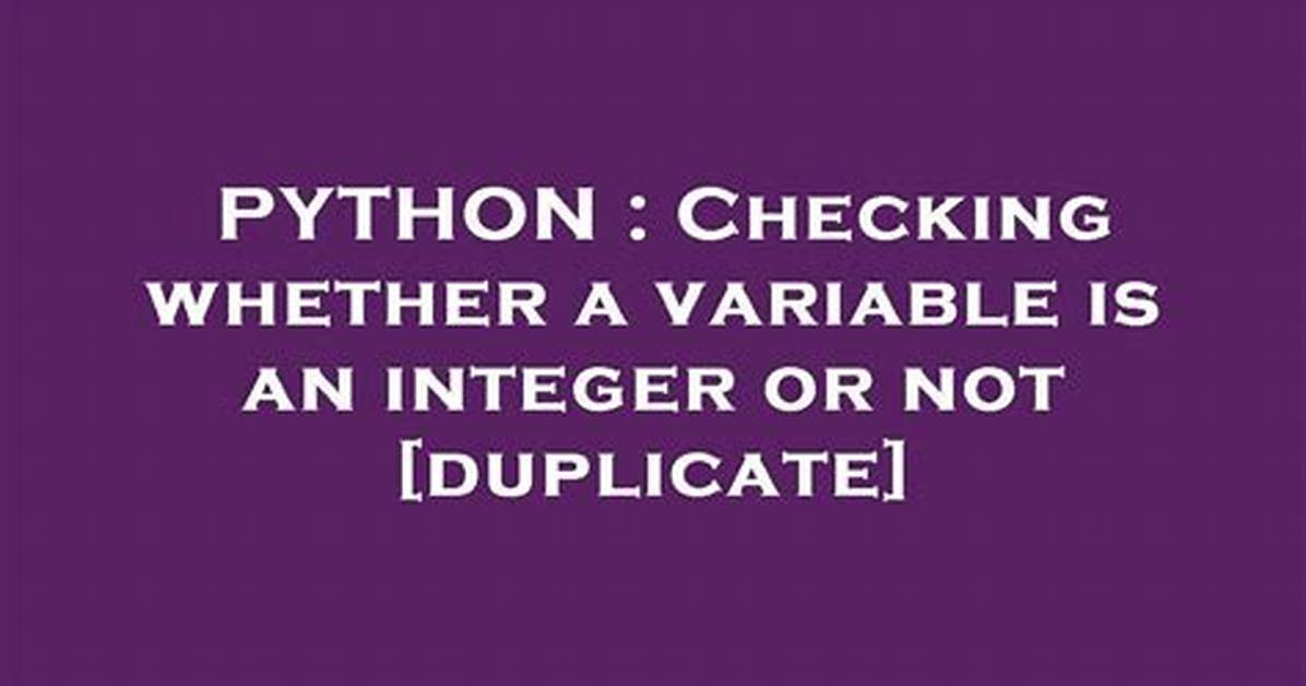 Checking Whether a Variable Is an Integer or Not [Duplicate]