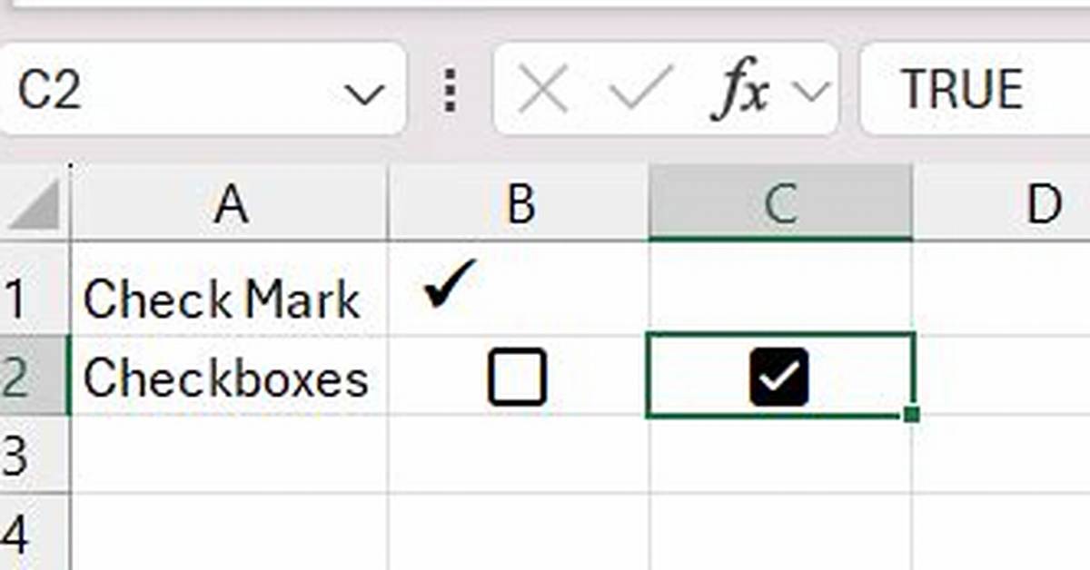 Checkmark in Excel