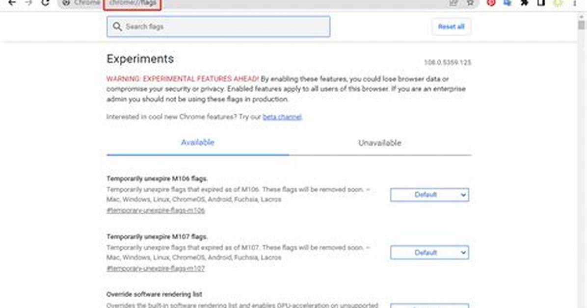 Chrome Flags Support with Javascript Testing