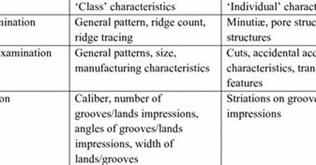 Class Characteristics
