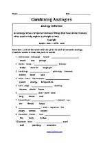 Classification Analogies Examples