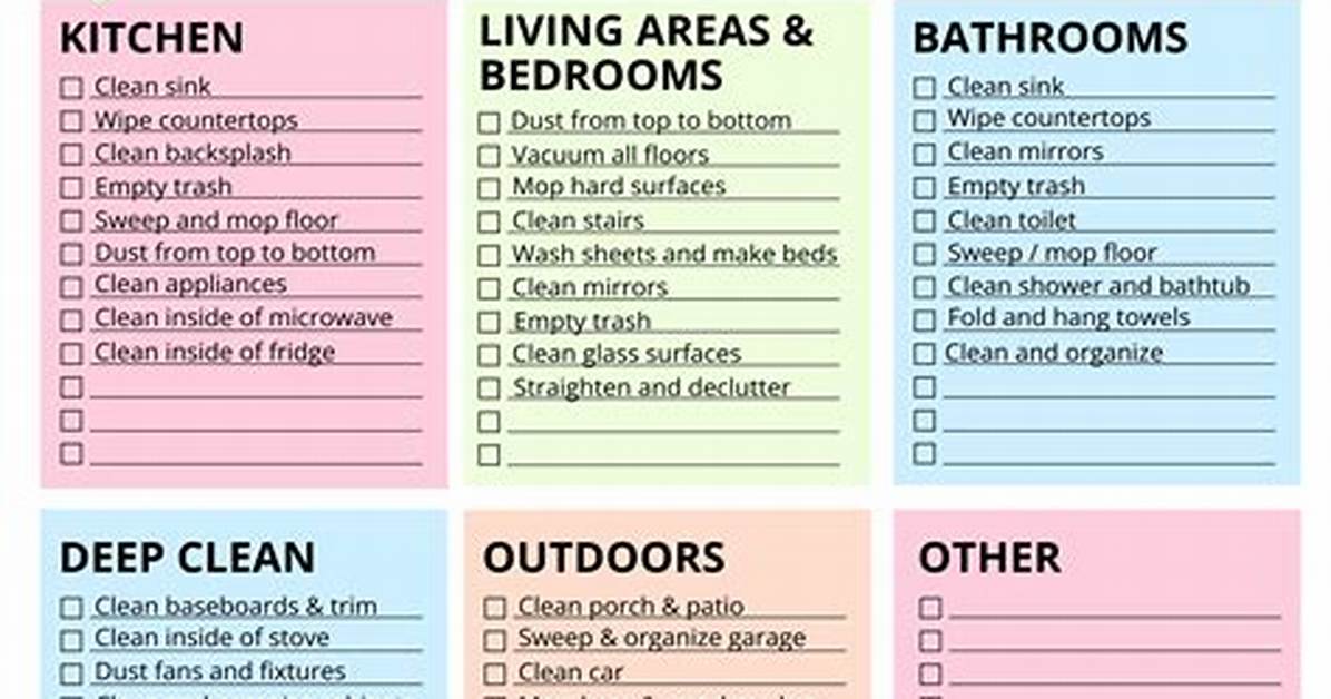 Cleaning Schedule | Cleaning Checklist