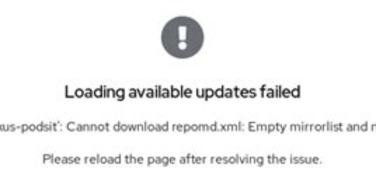 Cockpit Software Updates - Loading Available Updates Failed - Cannot Refresh Cache Whilst Offline