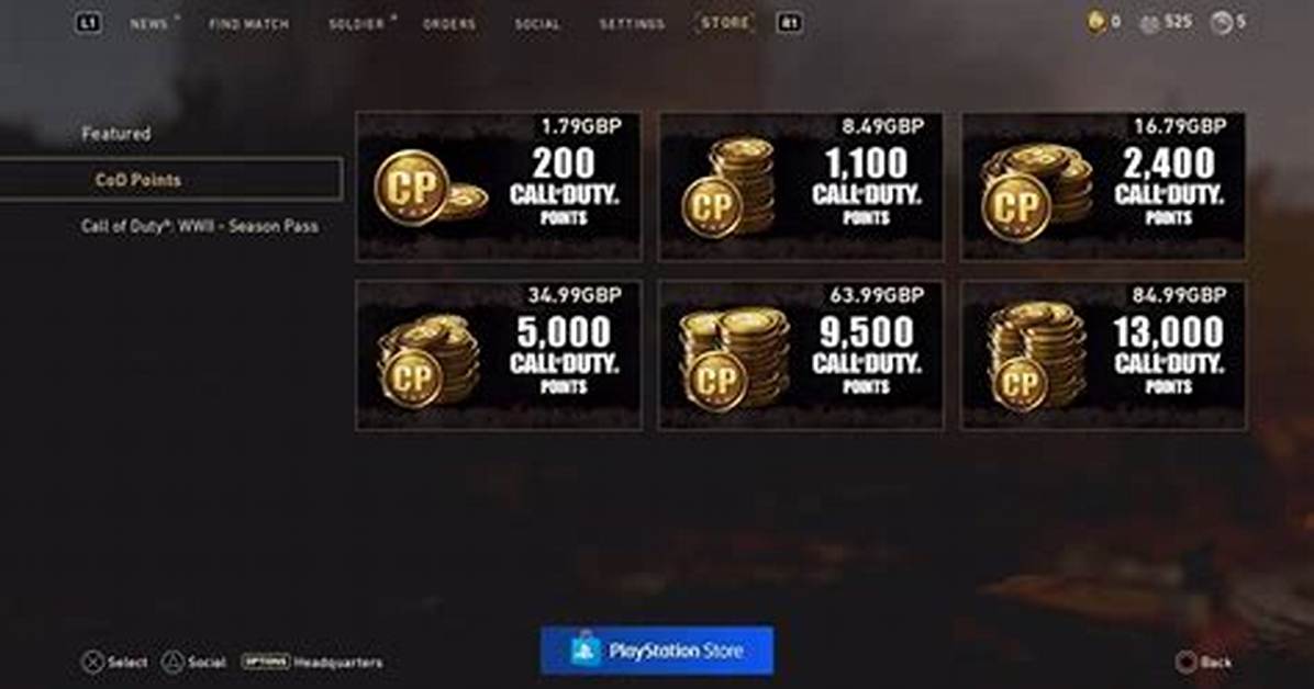Cod Points Price