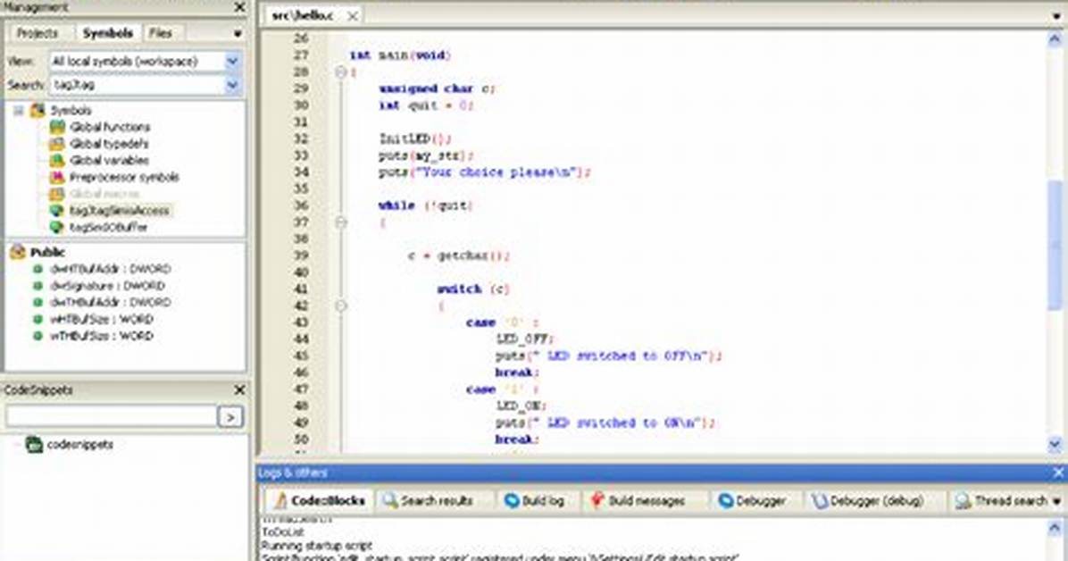 Codeblocks ". Layout" ". Depend" Files