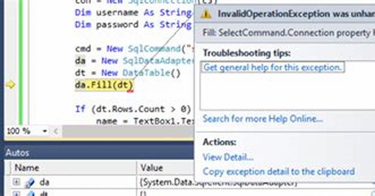 Commandtext Property Not Initialised