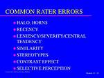 Common Rater Errors