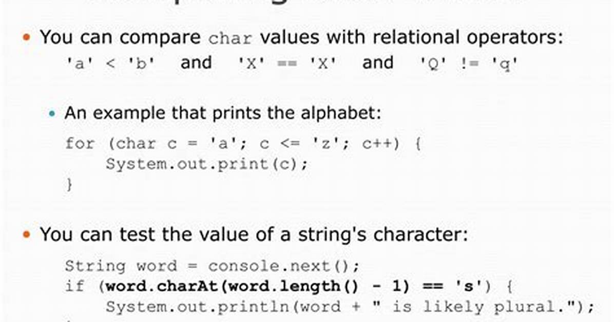Comparing Chars in Java