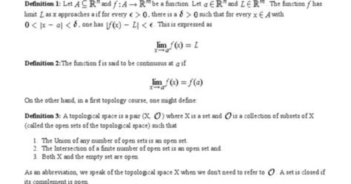 Continuous Functions on a Compact Set