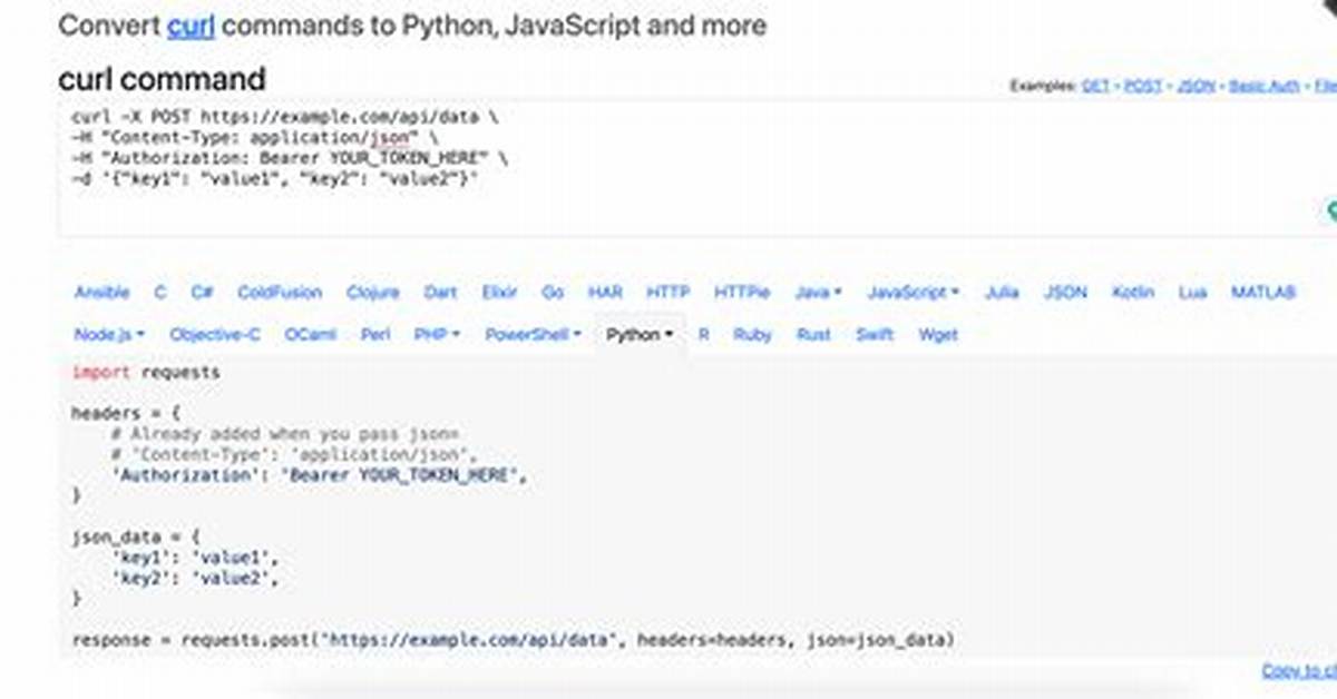 Conversion of Curl to Python Requests