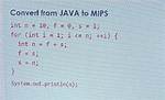 Convert from Java to Mips