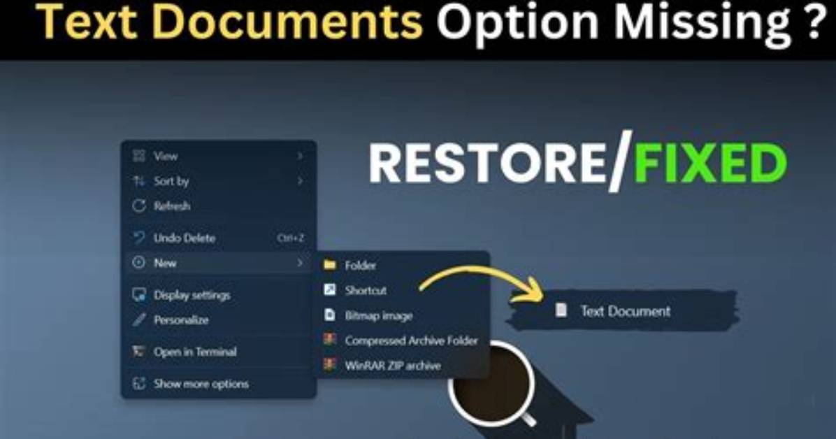"Create New Text Document" Option Missing from Context Menu