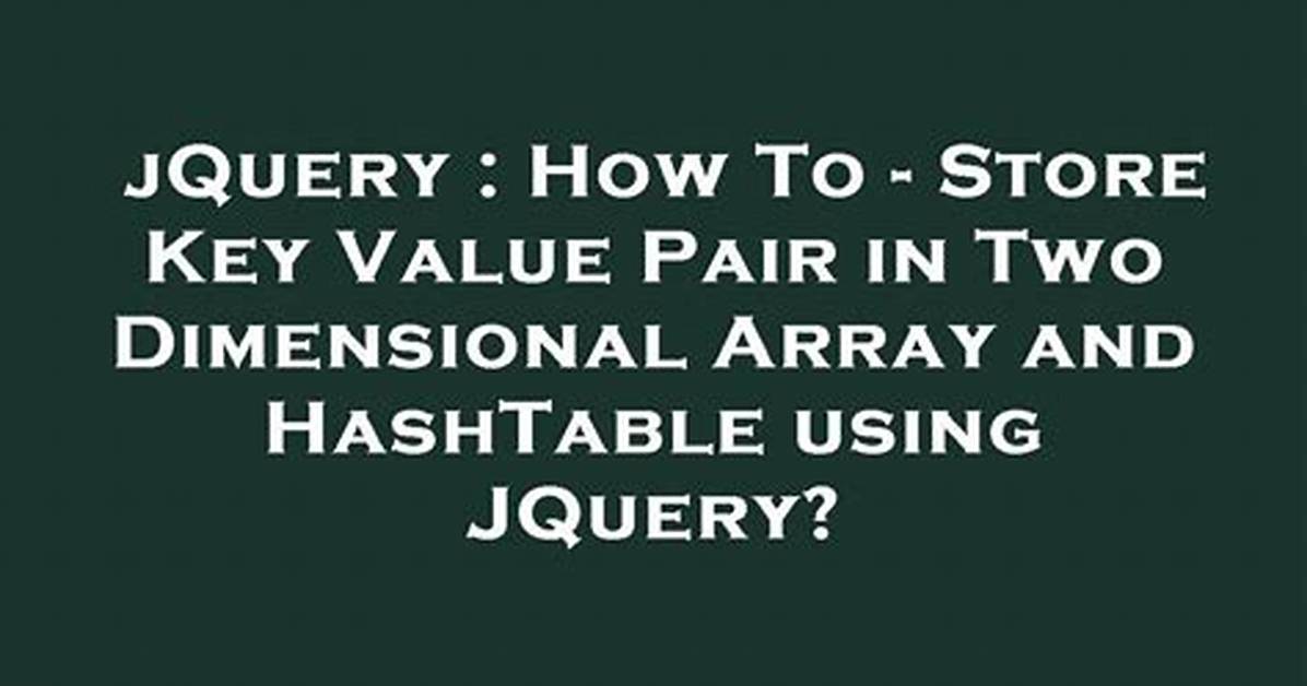 Creating a Key/Pair Object Using jQuery and Some Inputs