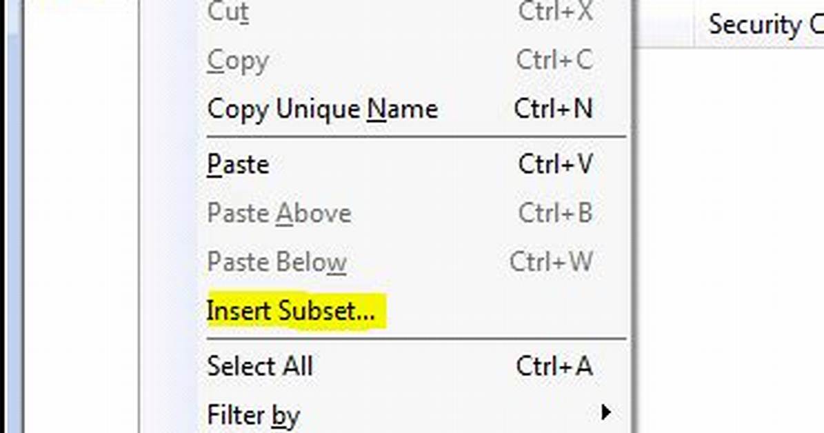 Creating a Subset in Excel