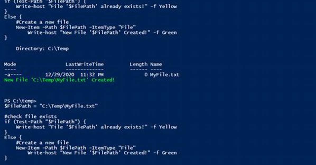 Creating New File Through Windows Powershell