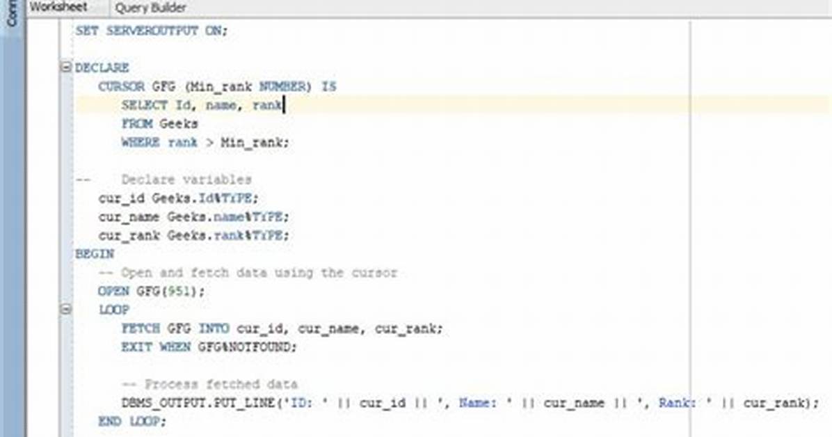 Cursor in Pl Sql