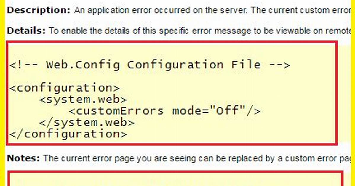 Customerrors Mode="Off"