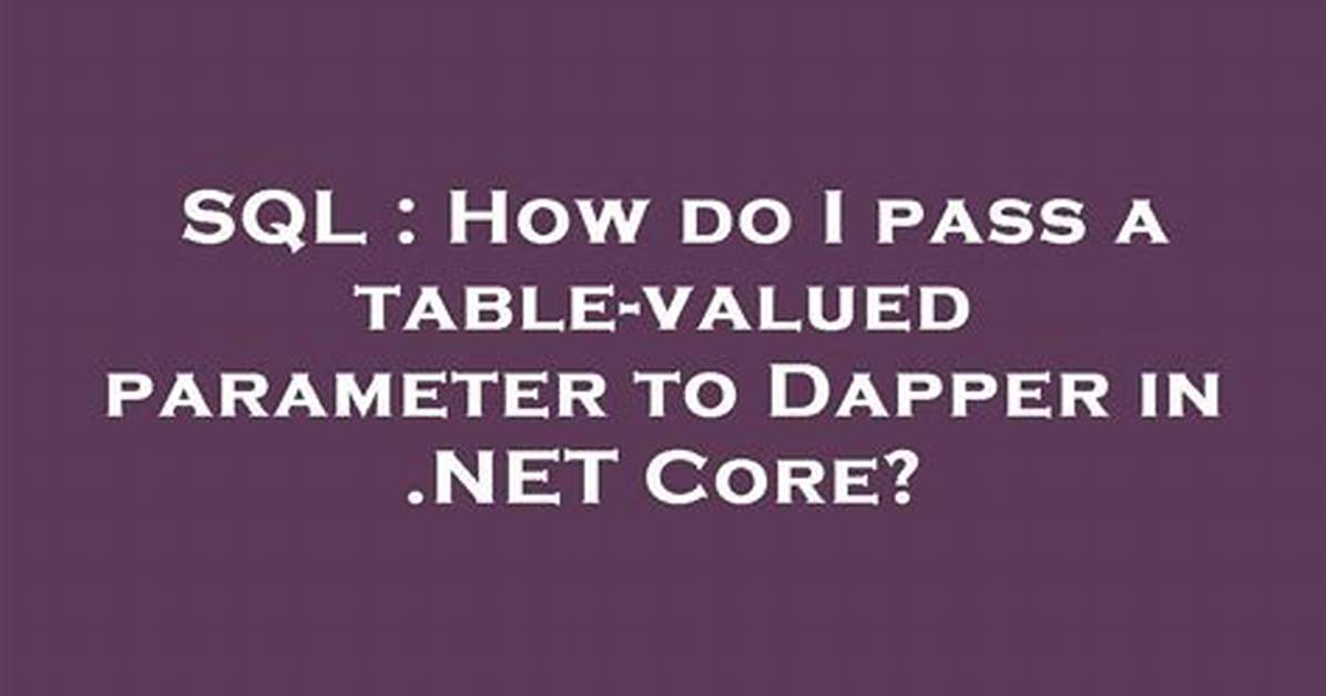 Dapper - Table-Valued Parameter with String Query