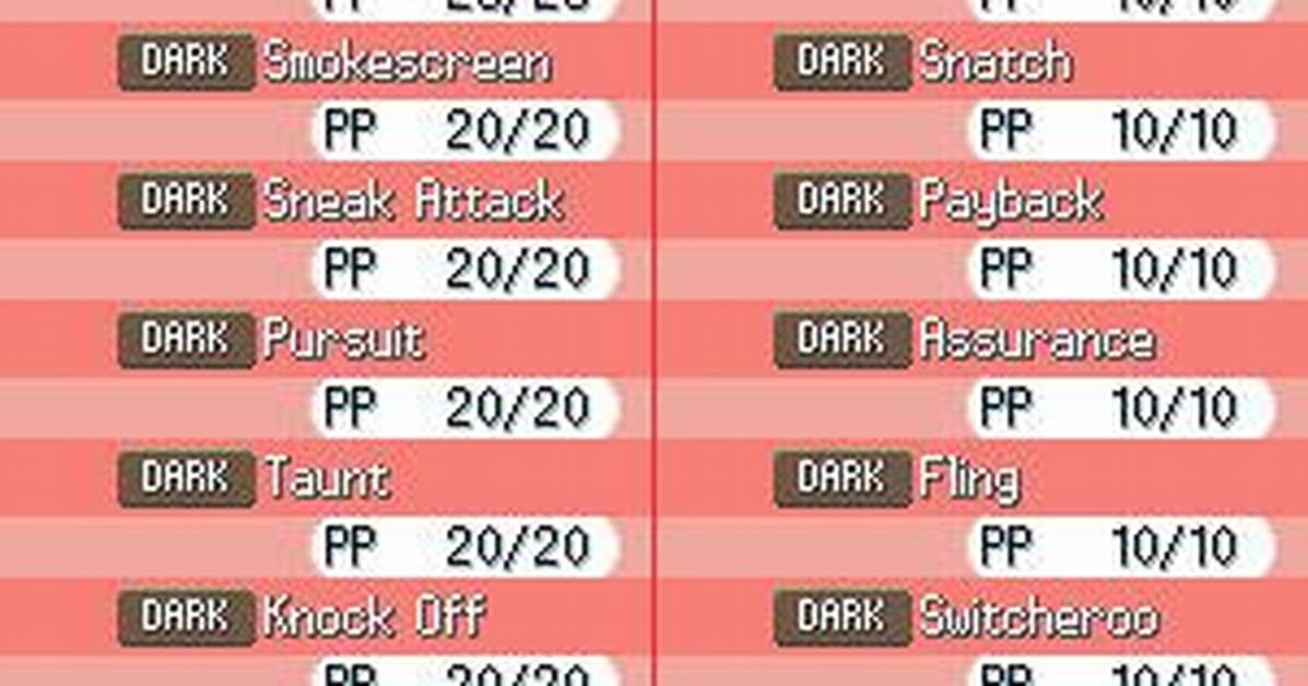 Dark Type Moves