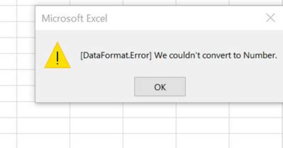 Dataformat. Error: We Couldn't Convert to Number