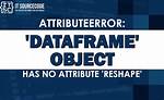 "Dataframe" Object Has No Attribute 'Reshape'