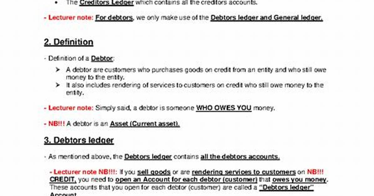 Debtors' Notes