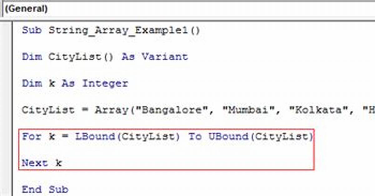 Declare and Initialize String Array in Vba