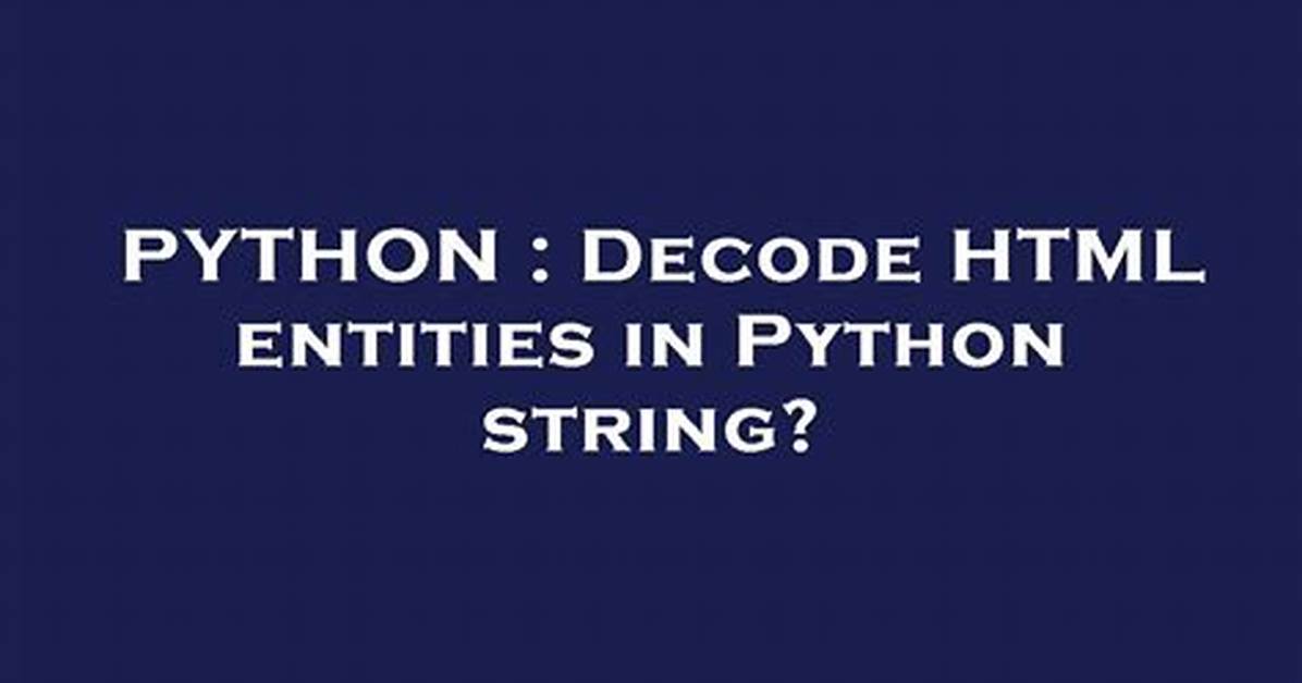 Decode Html Entities in Python String?
