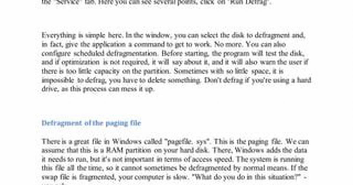 Defrag Terms Description