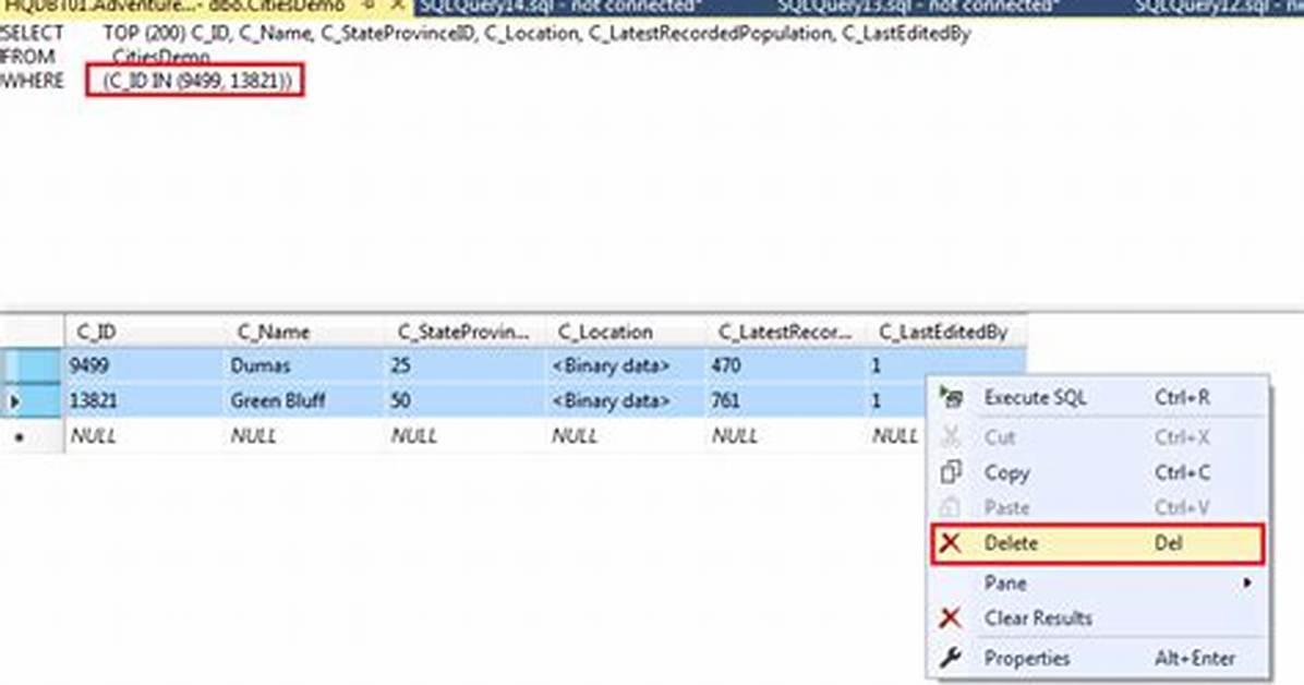 Delete All Rows from Table Sql