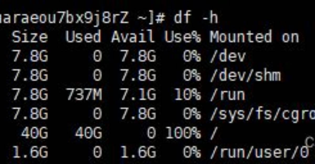 "/Dev/Vda1" Is 100% Full