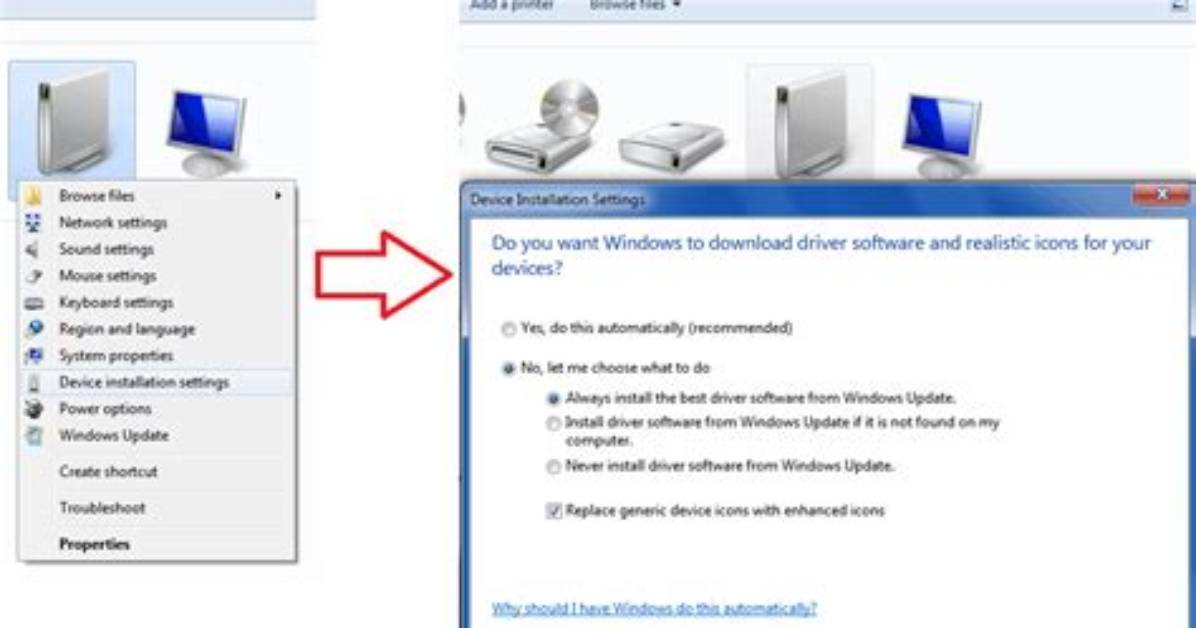 Device Installation Settings Windows 7