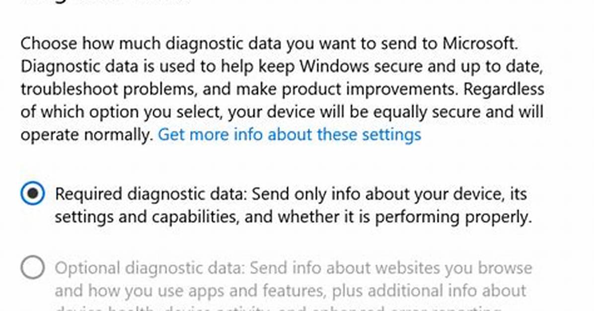 Diagnostics and Usage Data Option Disabled