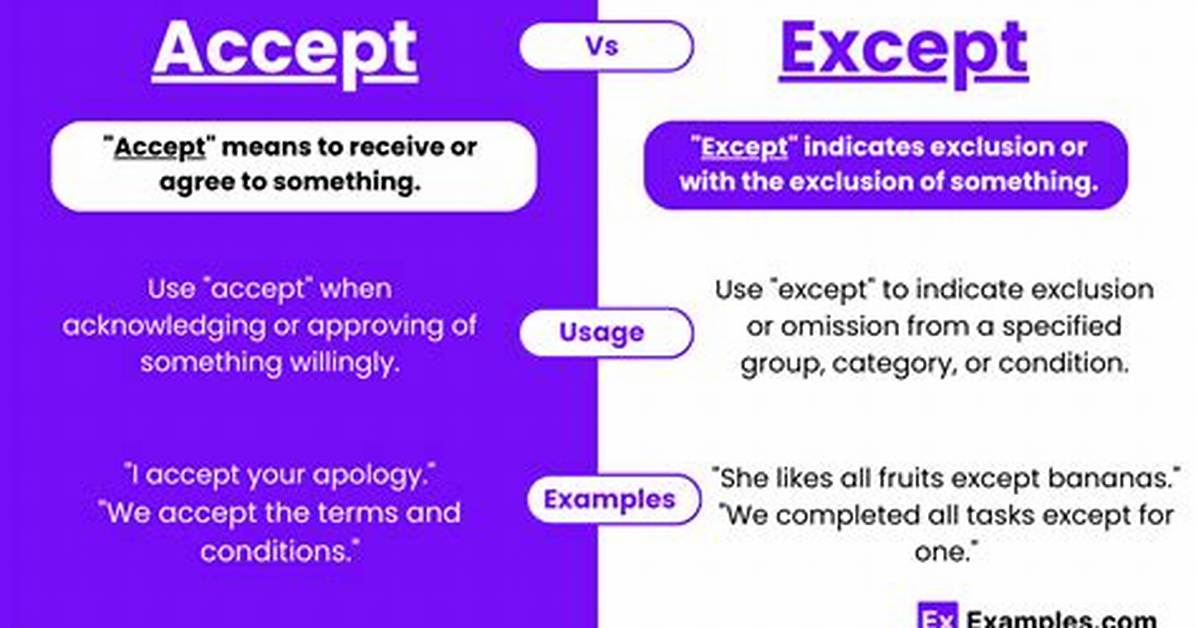 Difference Between Accept and Except