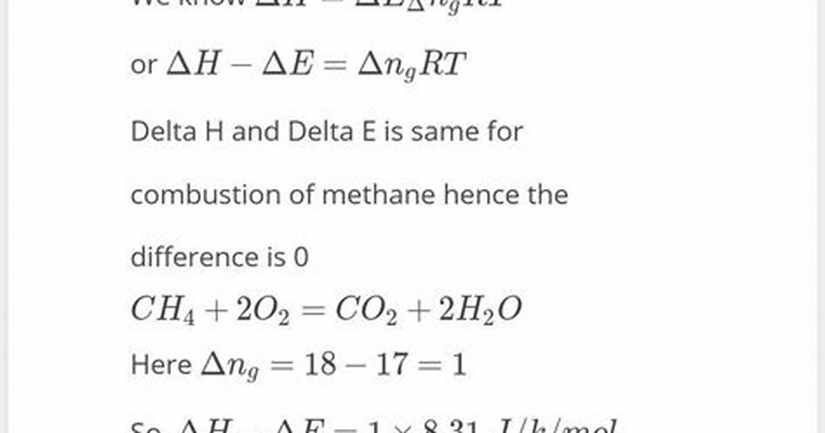 Difference Between Delta H and Delta E