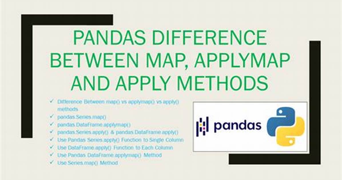 Difference Between Map, Applymap and Apply Methods in Pandas