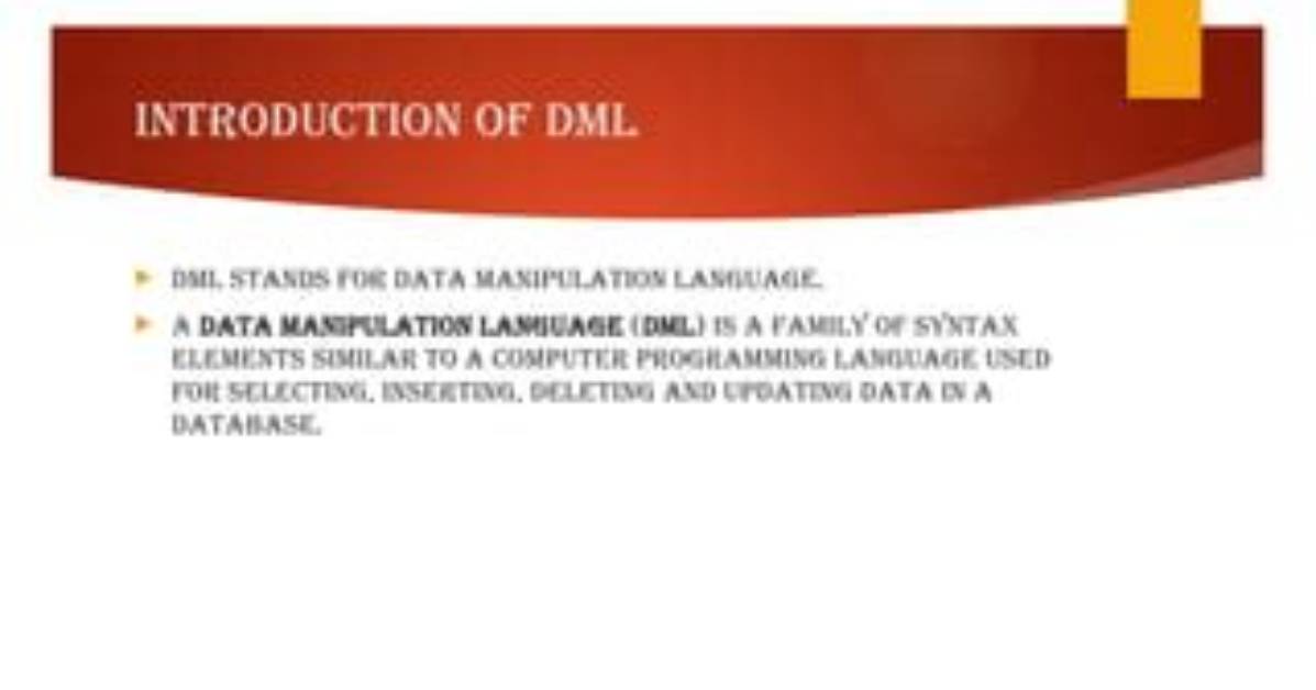 Dml Stands For