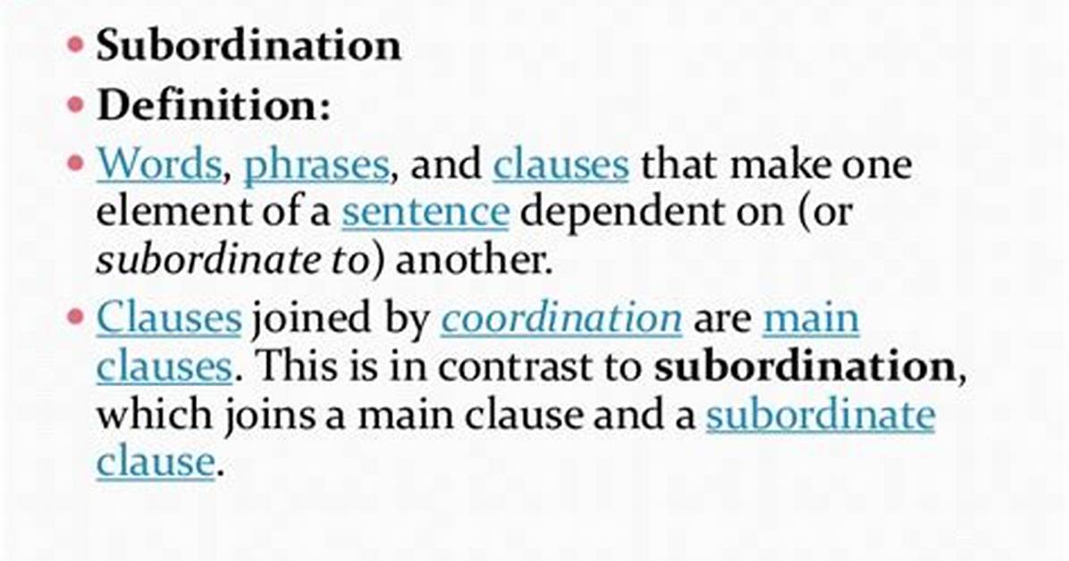 Does a Subordination Mean?