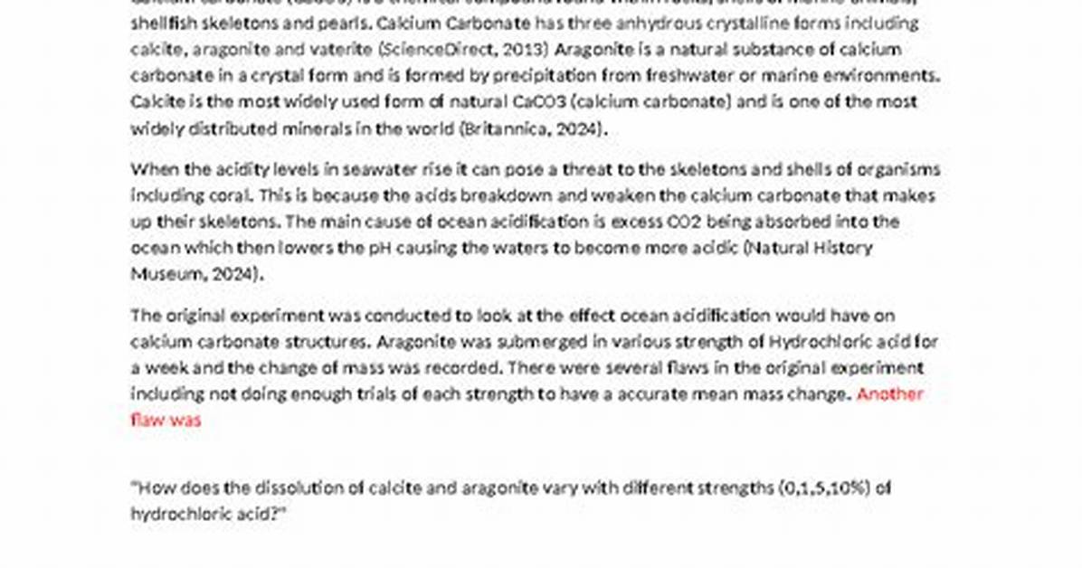 Does Aragonite React with Hcl?