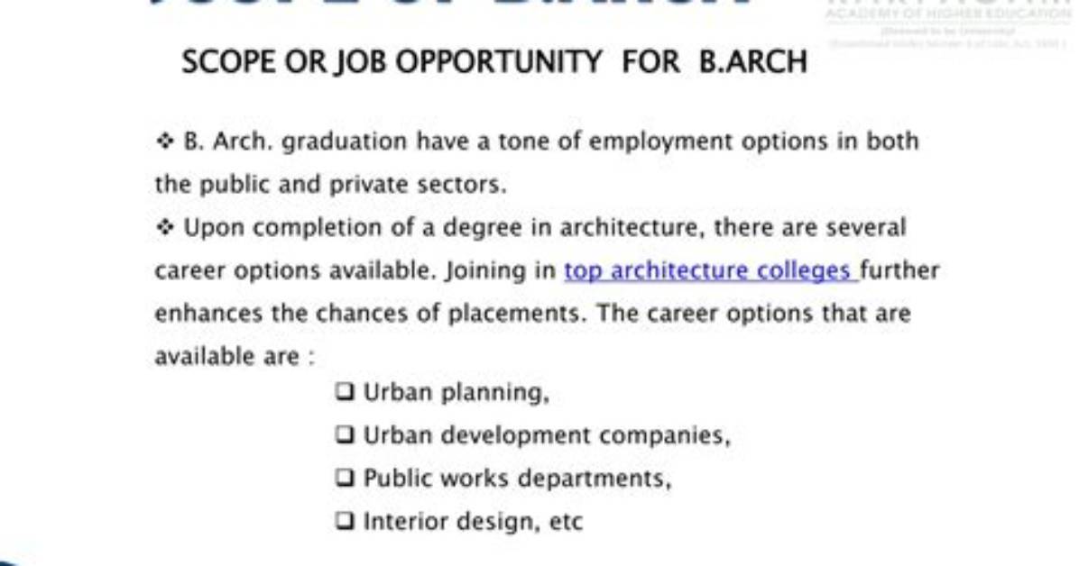Does B. Arch Has Scope?
