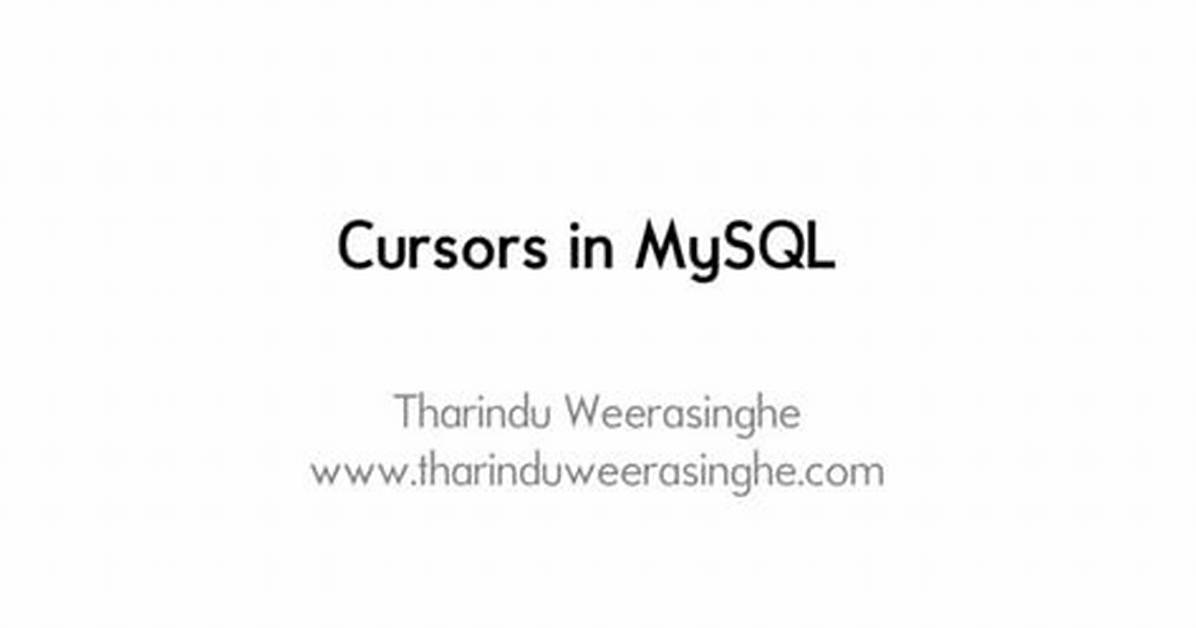 Does Mysql Support Cursors?