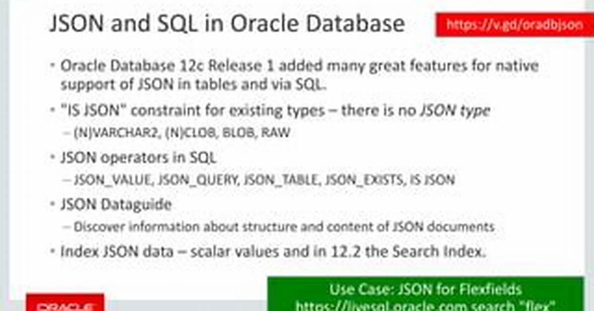 Does Oracle 12C Support Json