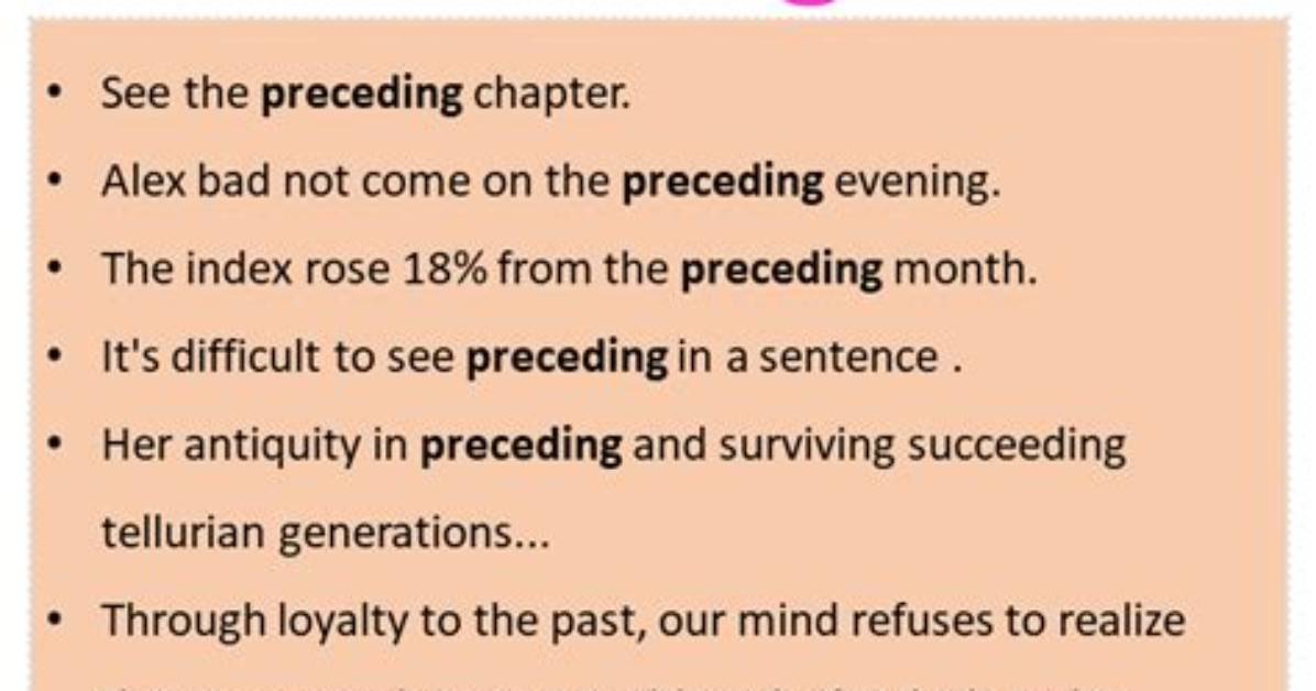 Does Preceding Month Mean?