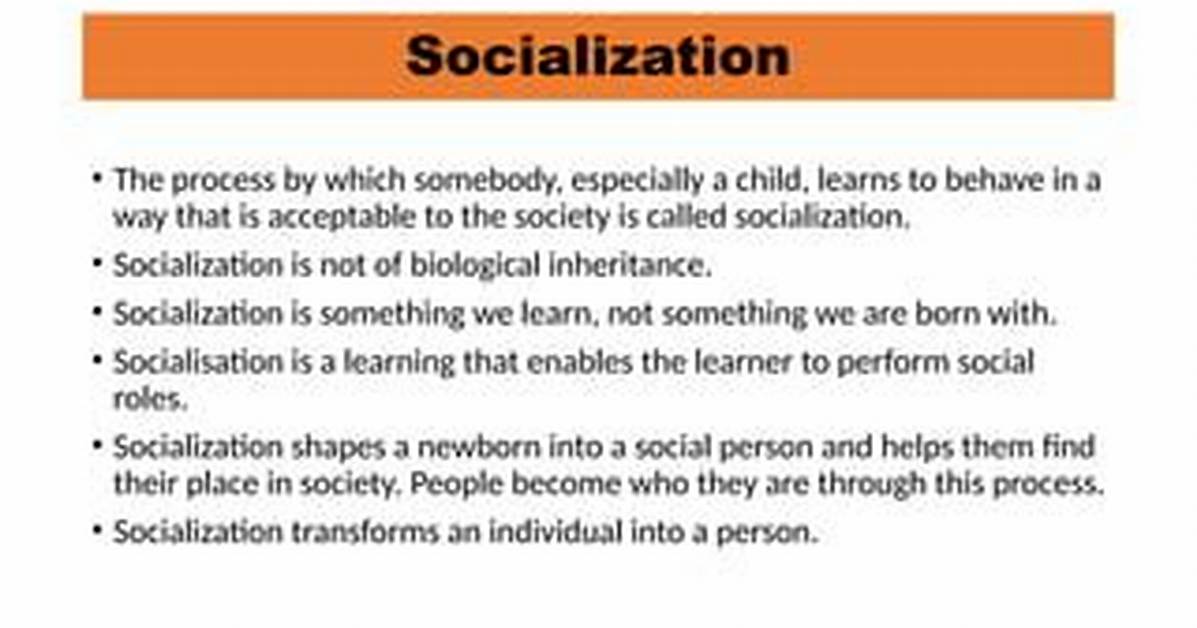 Does Socialisation Take Place?