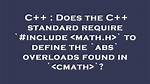Does the C++ Standard Require `#Include ` to Define the `Abs` Overloads Found in ``?
