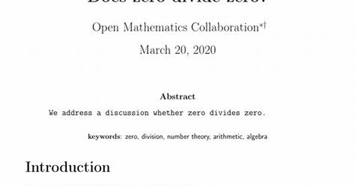 Does Zero Divide Zero