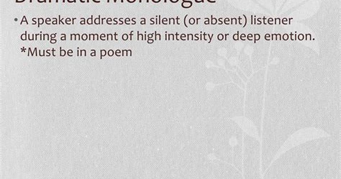 Dramatic Monologue Definition