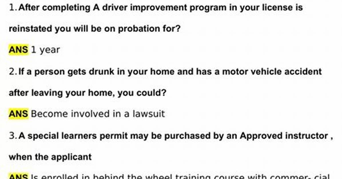 Driving Knowledge Test Nj