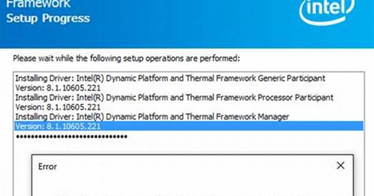 Dynamic Platform and Thermal Framework Driver Error